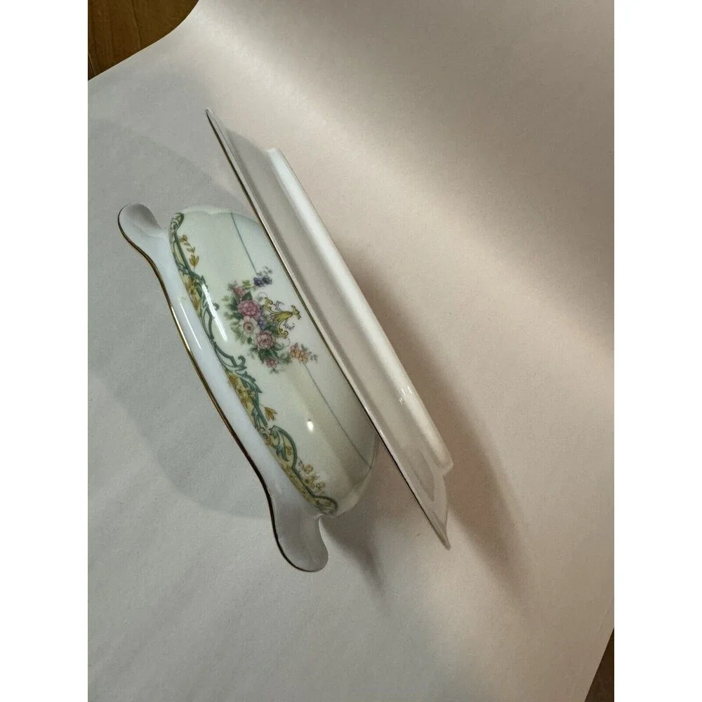 Noritake Arvana Japan Gravy Boat Attached Under Plate‎ 89483